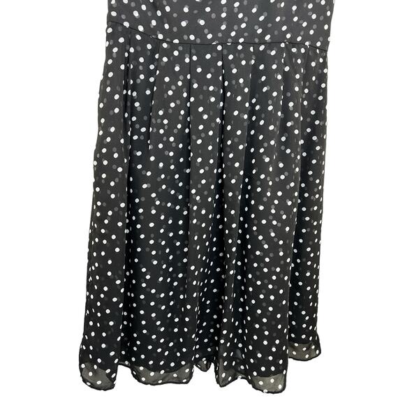 WHBM Asymmetric Dress Size 10 Black and White Polka Dot Twee Cocktail Preppy - Picture 7 of 10